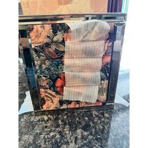 Homruilink Mirrored Floral Jewelry Box 4 Drawer Chest Organizer Mirror Necklace